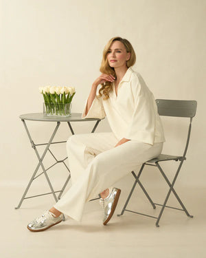 deck collar leisure top in cream