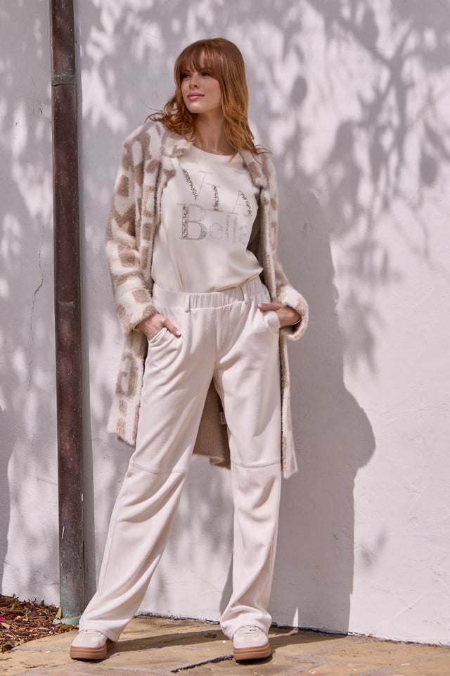 Monari Edge to Edge Long Cardigan in tan
