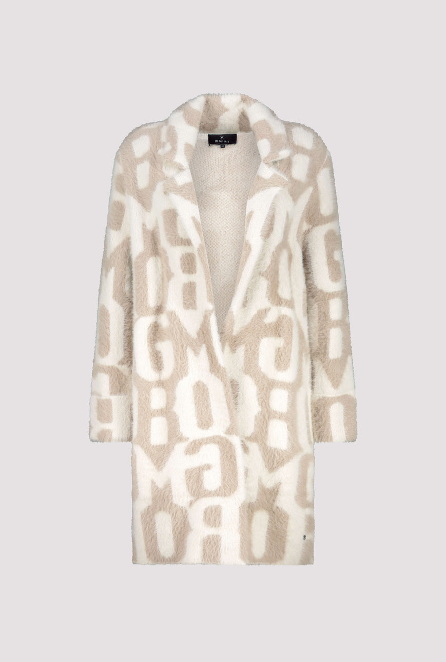 Monari Edge to Edge Long Cardigan in tan