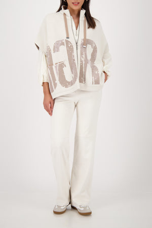 Monari Reversible Cardigan in tan