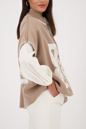 Monari Reversible Cardigan in tan