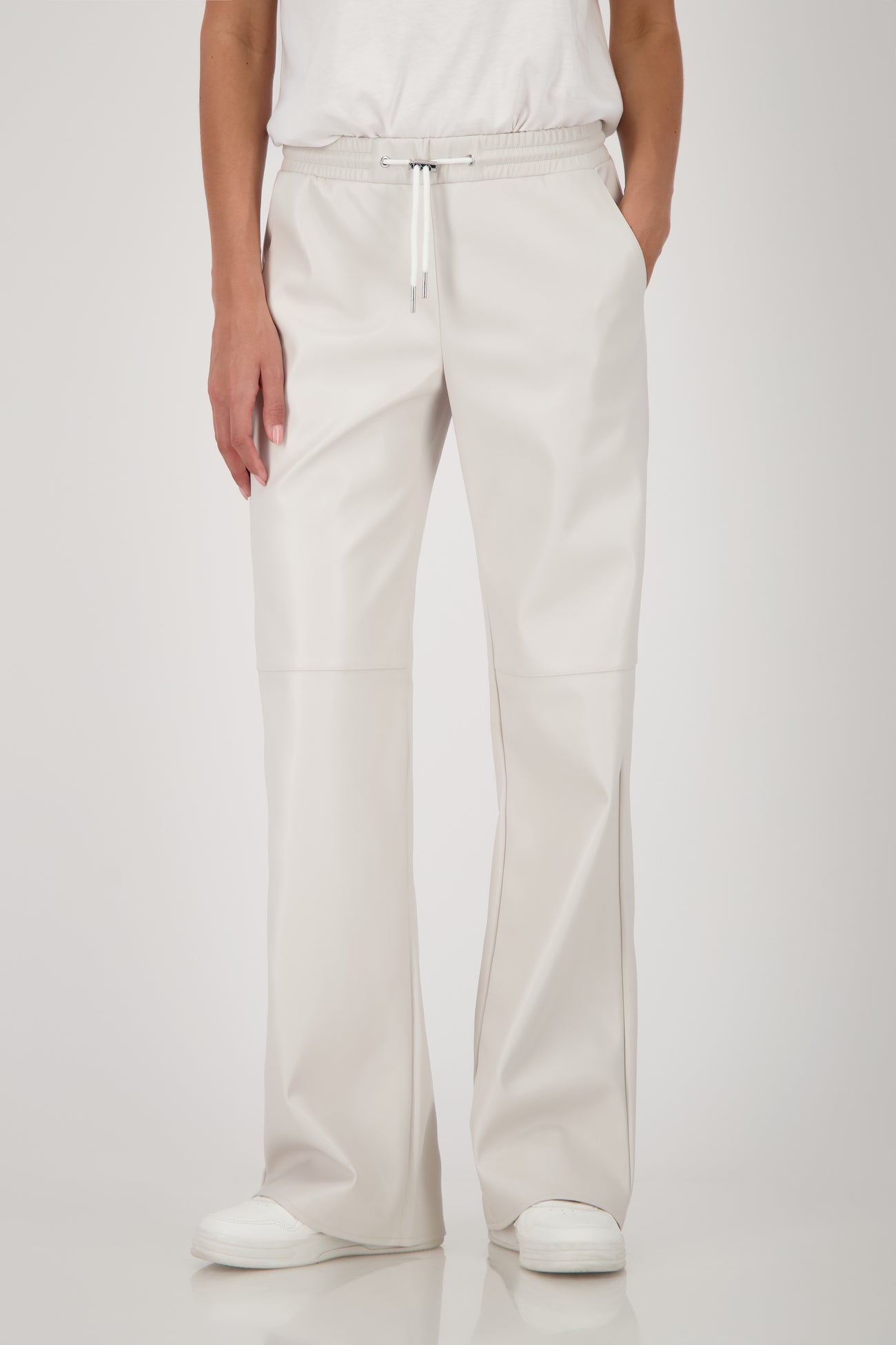 Monari Faux Leather Trousers in off white