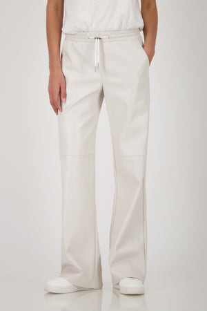 Monari Faux Leather Trousers in off white