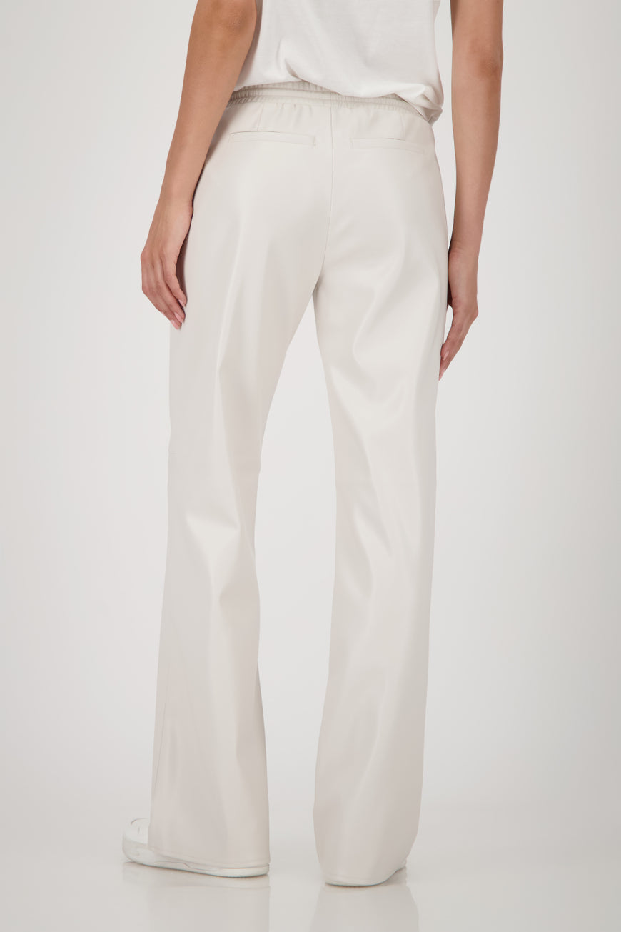 Monari Faux Leather Trousers in off white