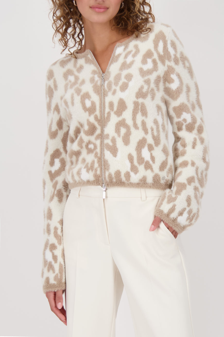 Monari Leopard print cardigan in tan