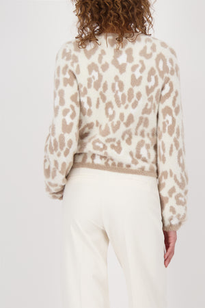 Monari Leopard print cardigan in tan