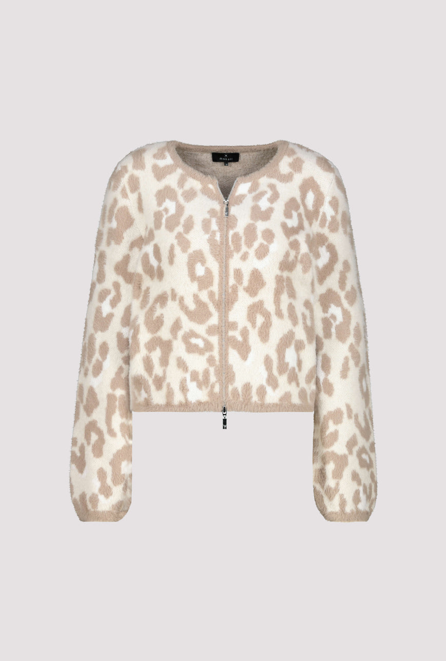 Monari Leopard print cardigan in tan