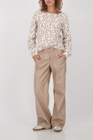 Monari Sweatshirt with Leopard print in tan