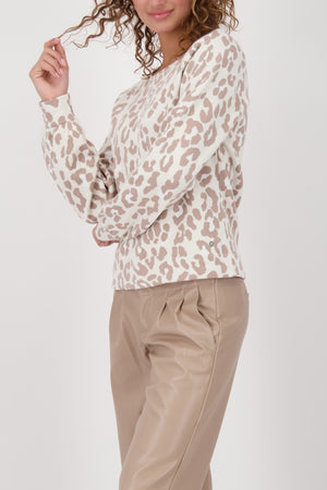 Monari Sweatshirt with Leopard print in tan