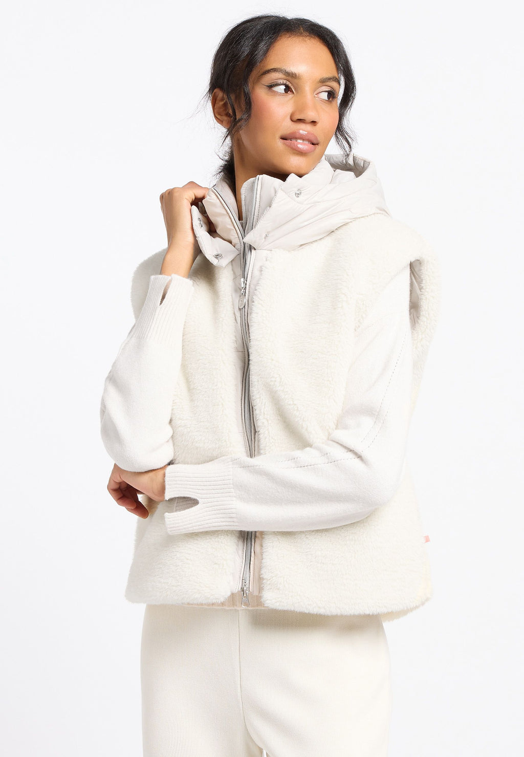 frieda & freddies fake down vest in cream