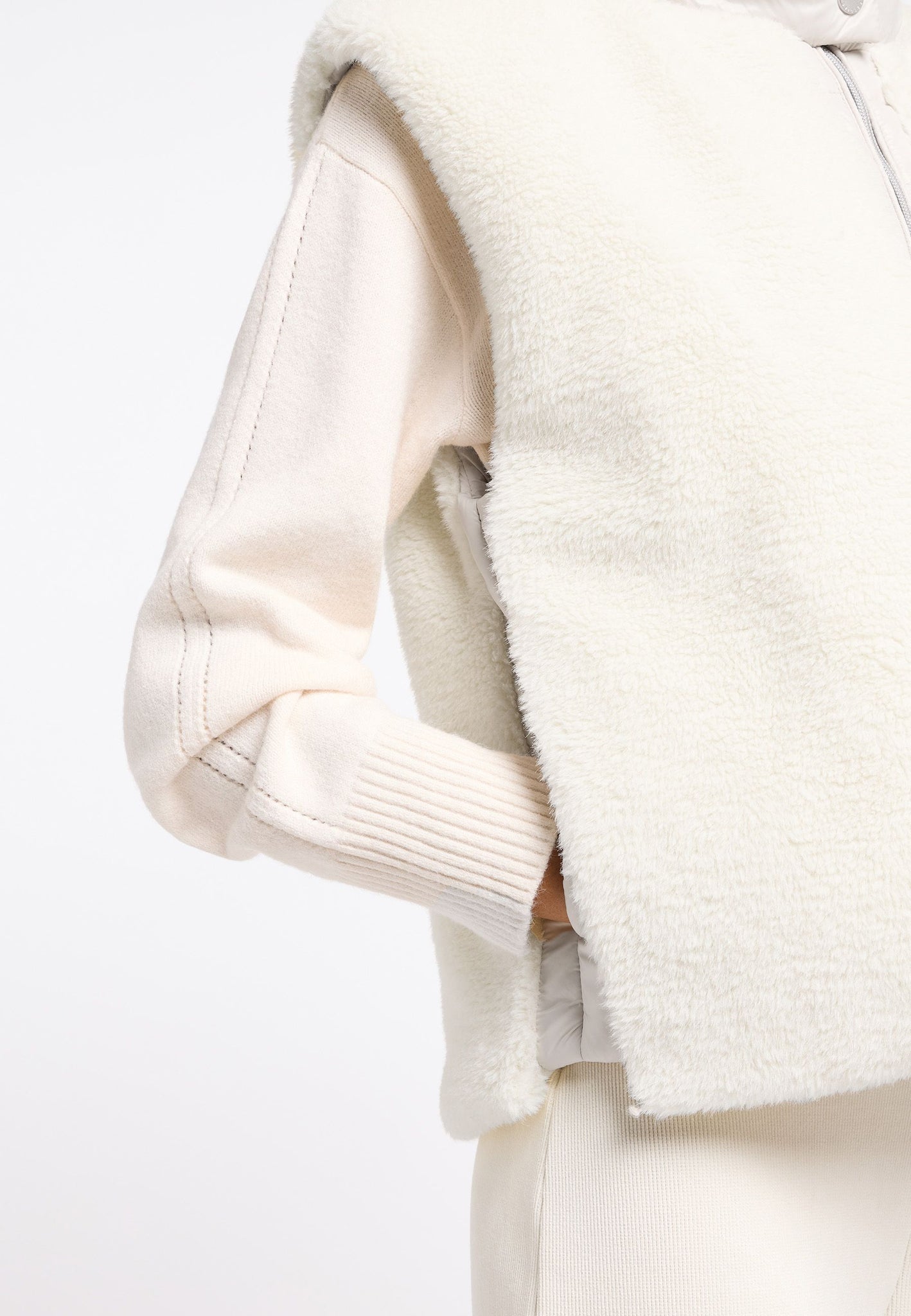 frieda & freddies fake down vest in cream