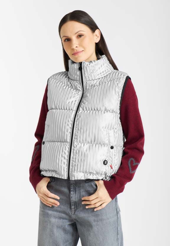 frieda & freddies metallic gilet in silver