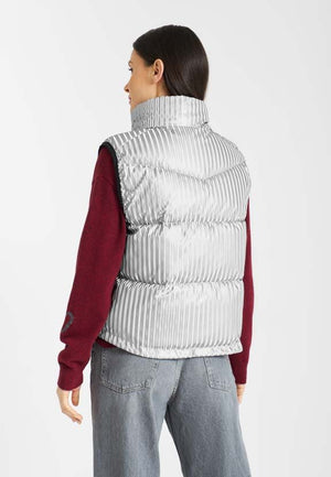 frieda & freddies metallic gilet in silver