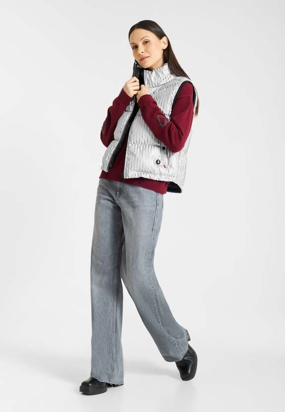 frieda & freddies metallic gilet in silver