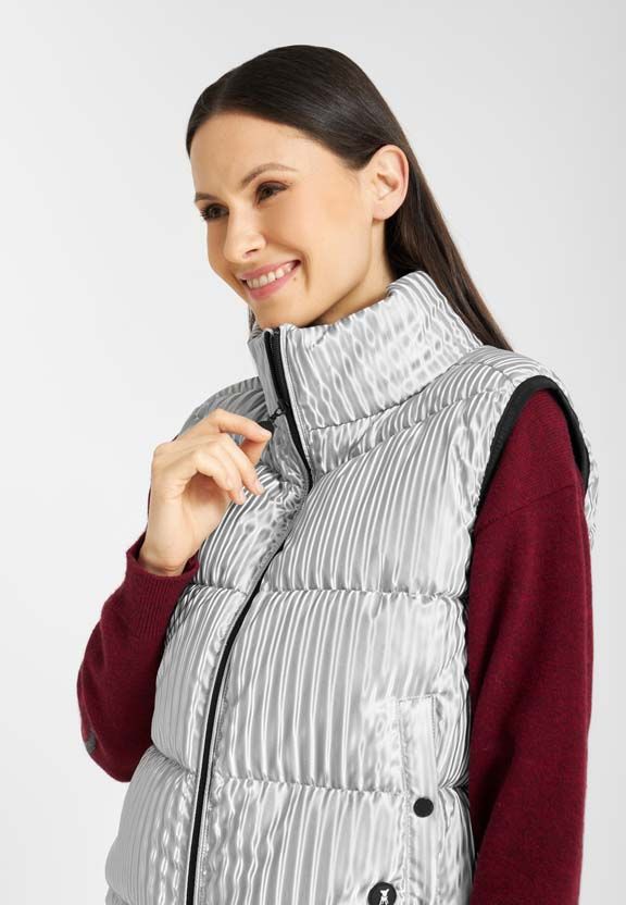 frieda & freddies metallic gilet in silver