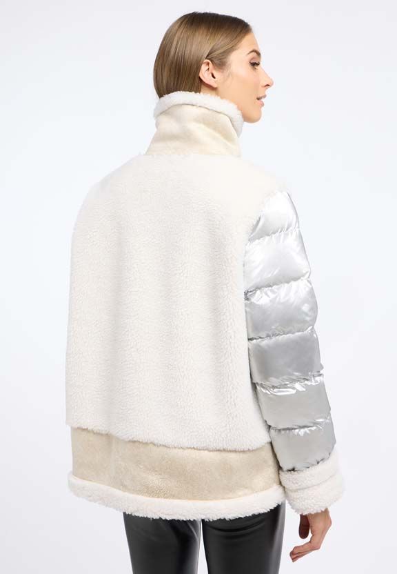 frieda & freddies fake fur jacket in silver