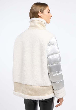 frieda & freddies fake fur jacket in silver