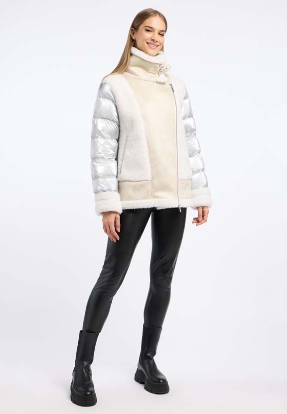 frieda & freddies fake fur jacket in silver