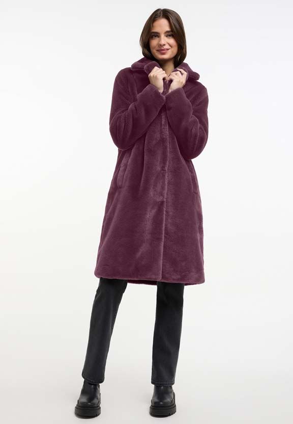 frieda & freddies faux fur coat in plum