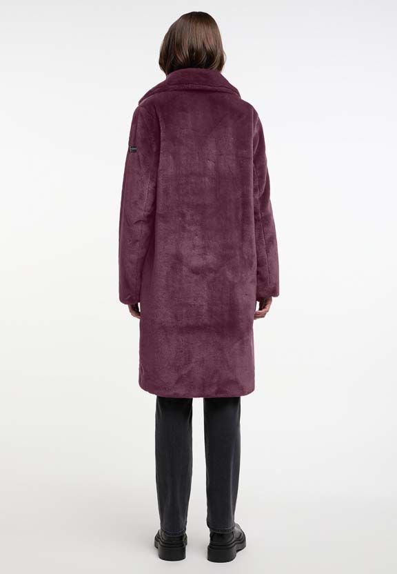 frieda & freddies faux fur coat in plum
