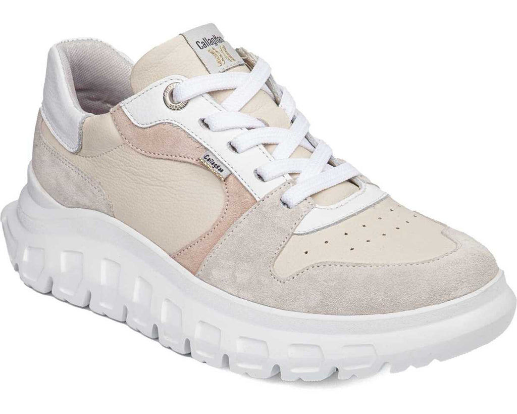 Callaghan sirena chunky sole tricolour mix material runners in nude and white