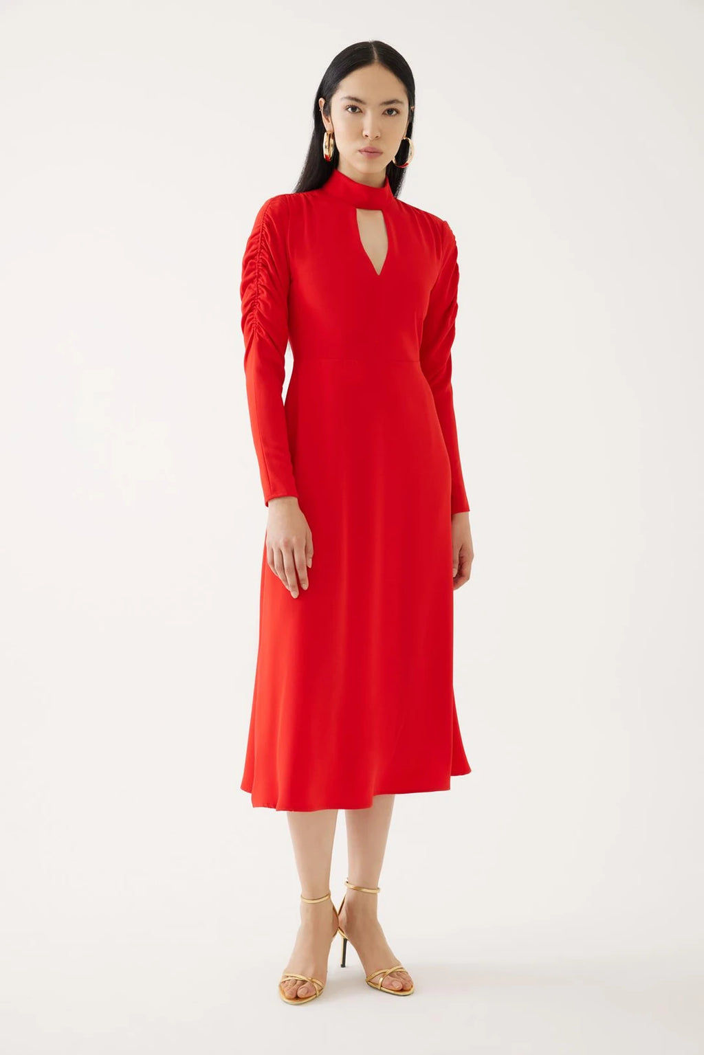 Ruched sleeve dress