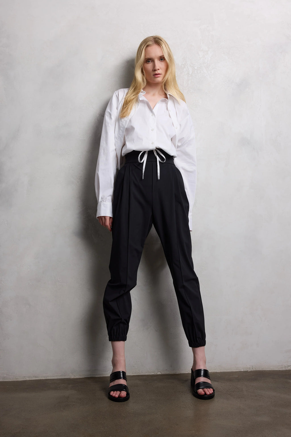 jane lushka lori stretch tech jersey pants in black (front)
