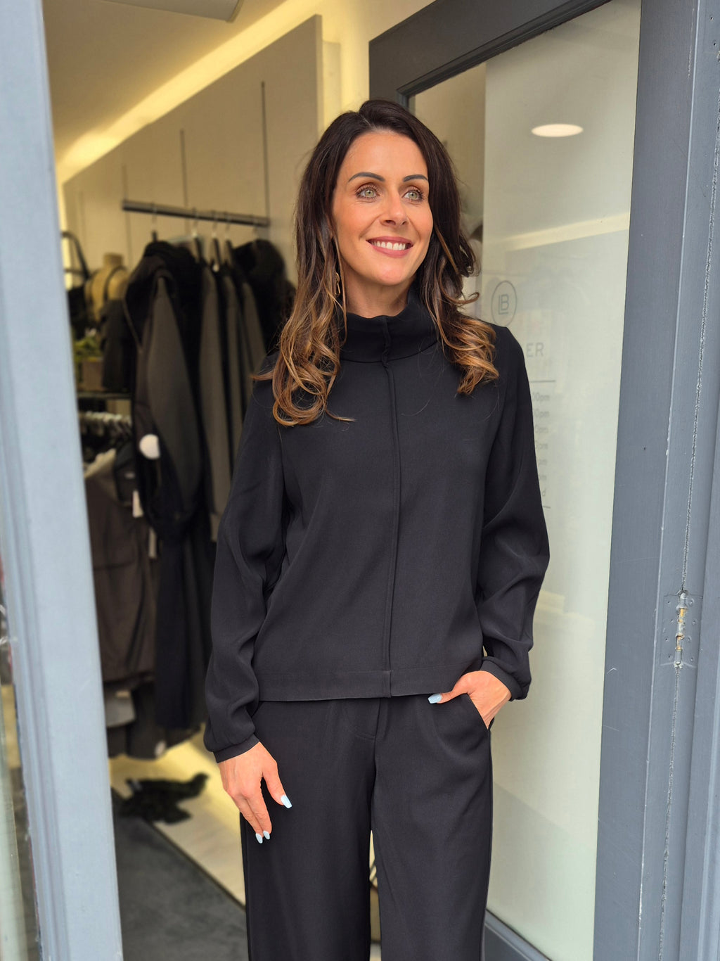 ania schierholt high neck top in black