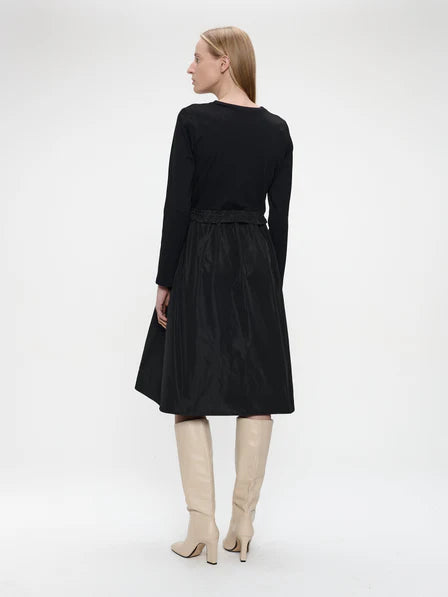 Jane Lushka Ester mix cotton taffeta dress in black
