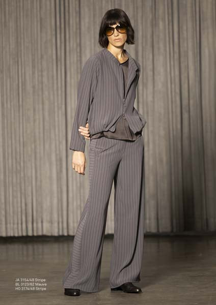 ania schierholt stripe wide leg trousers in mauve