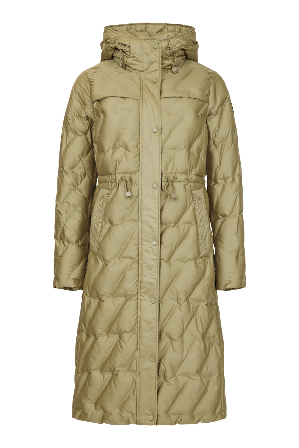 frandsen quilted longline coat in olive