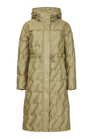 frandsen quilted longline coat in olive