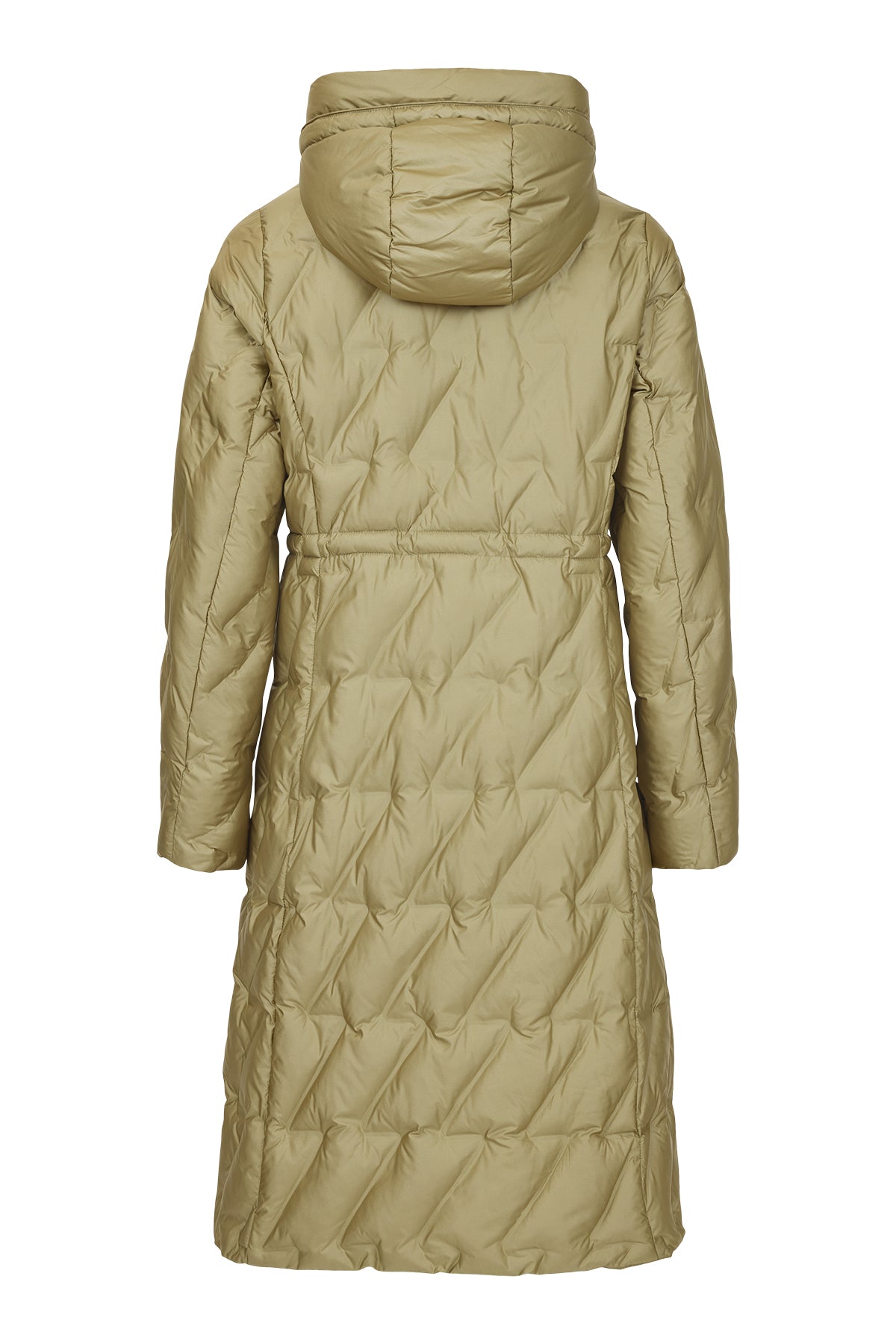frandsen quilted longline coat in olive