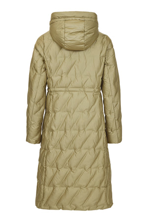 frandsen quilted longline coat in olive