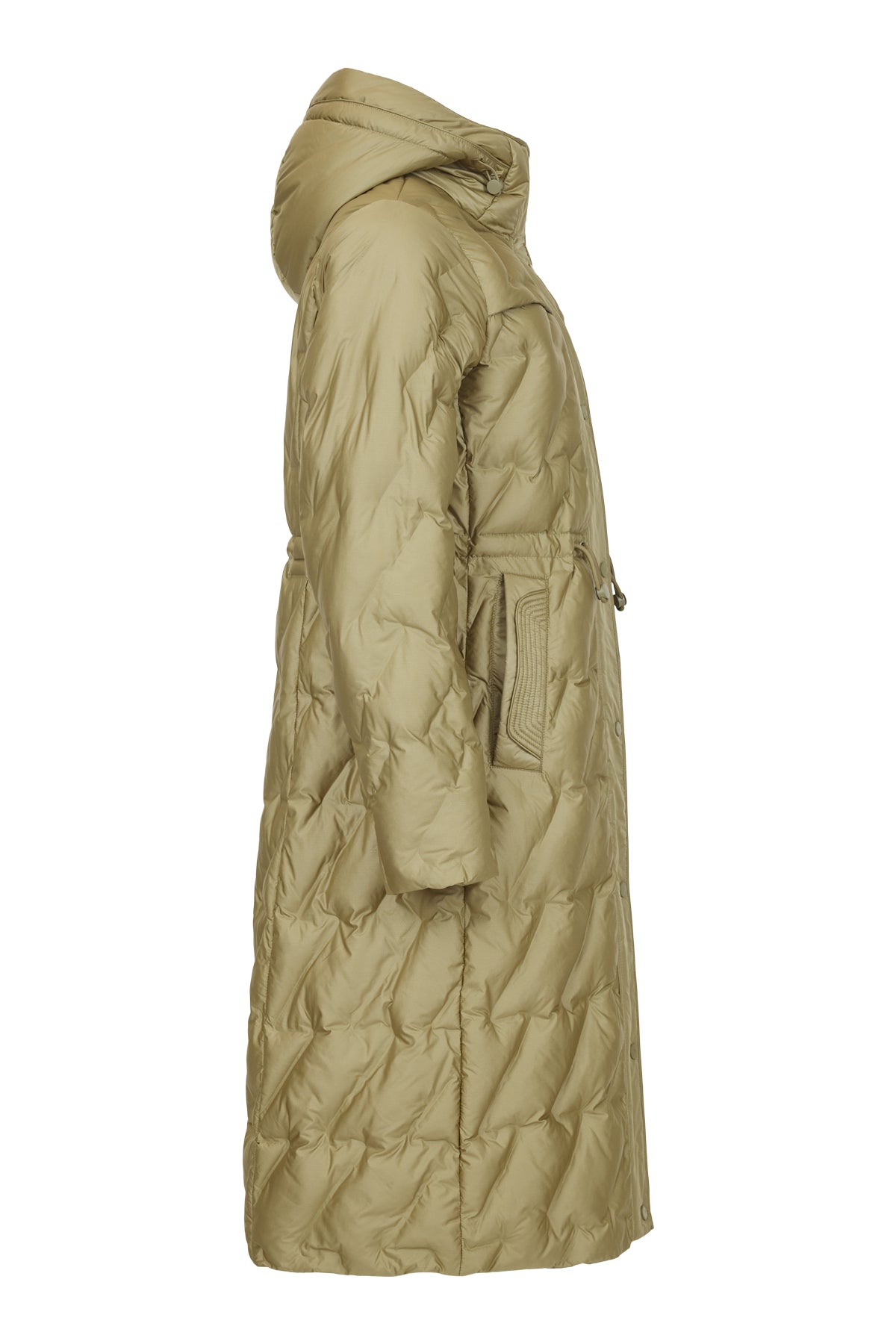 frandsen quilted longline coat in olive