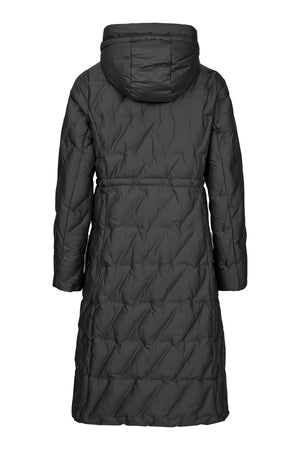 frandsen quilted longline coat in black