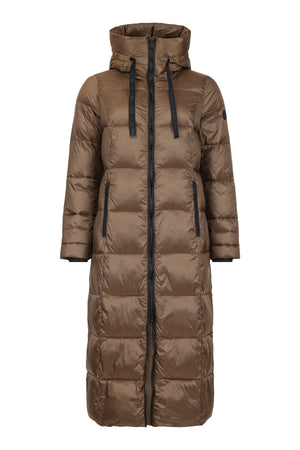 normann longline puffa coat in taupe