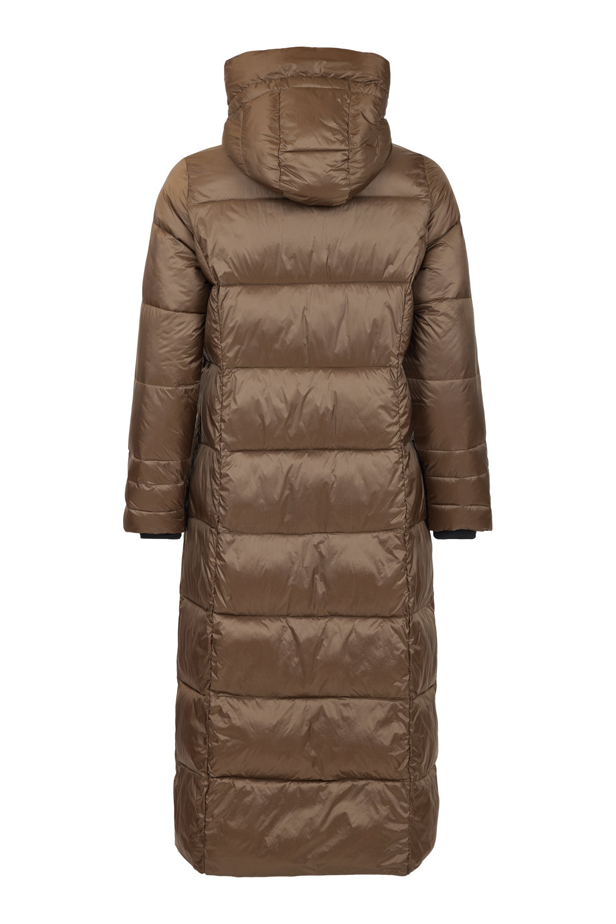 normann longline puffa coat in taupe