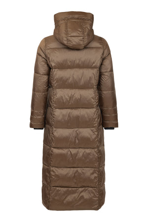 normann longline puffa coat in taupe