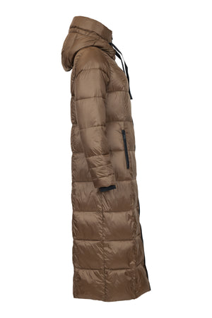 normann longline puffa coat in taupe