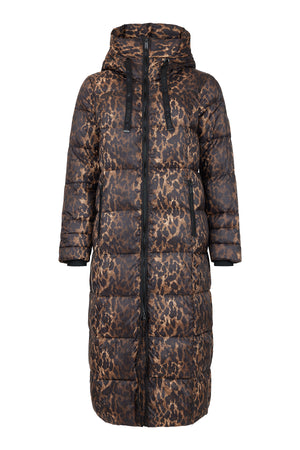 normann longline puffa coat in leopard print