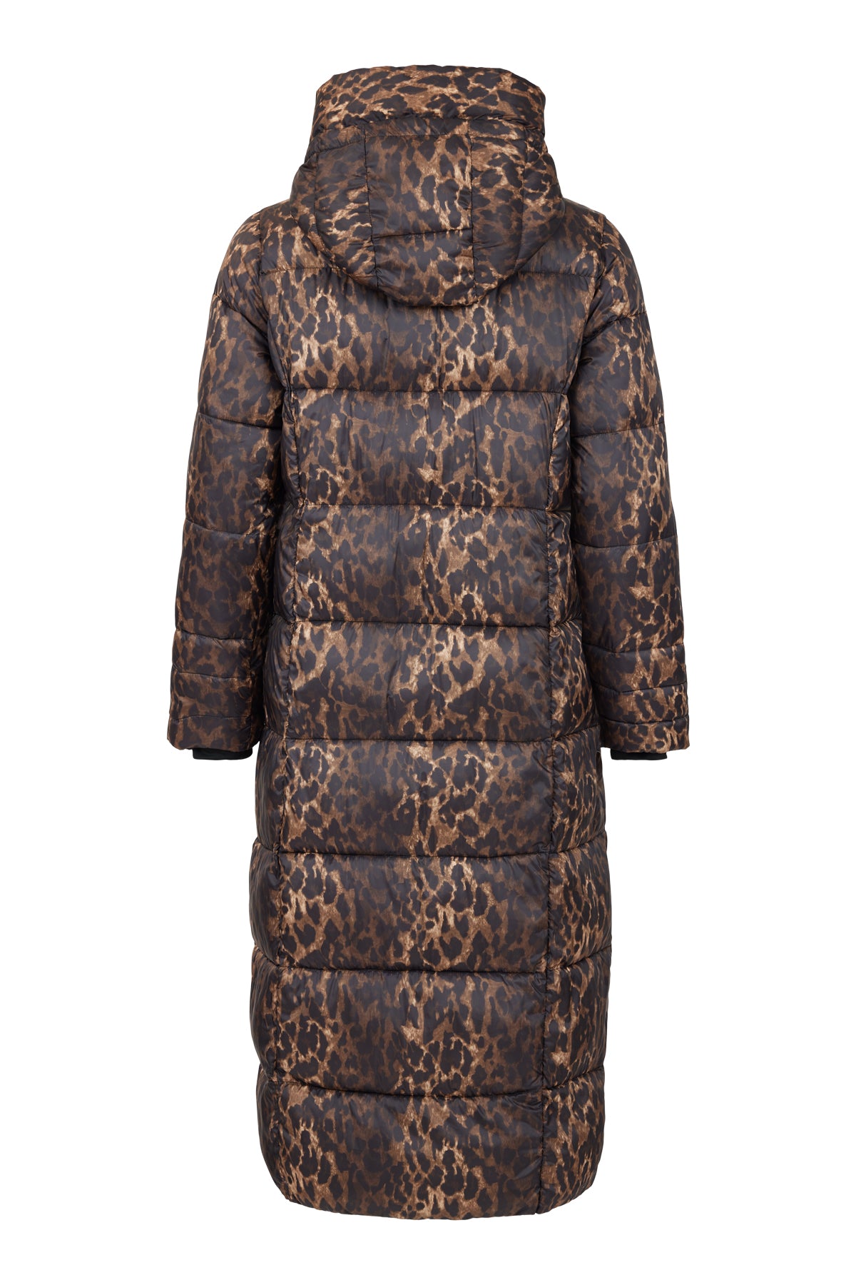 normann longline puffa coat in leopard print