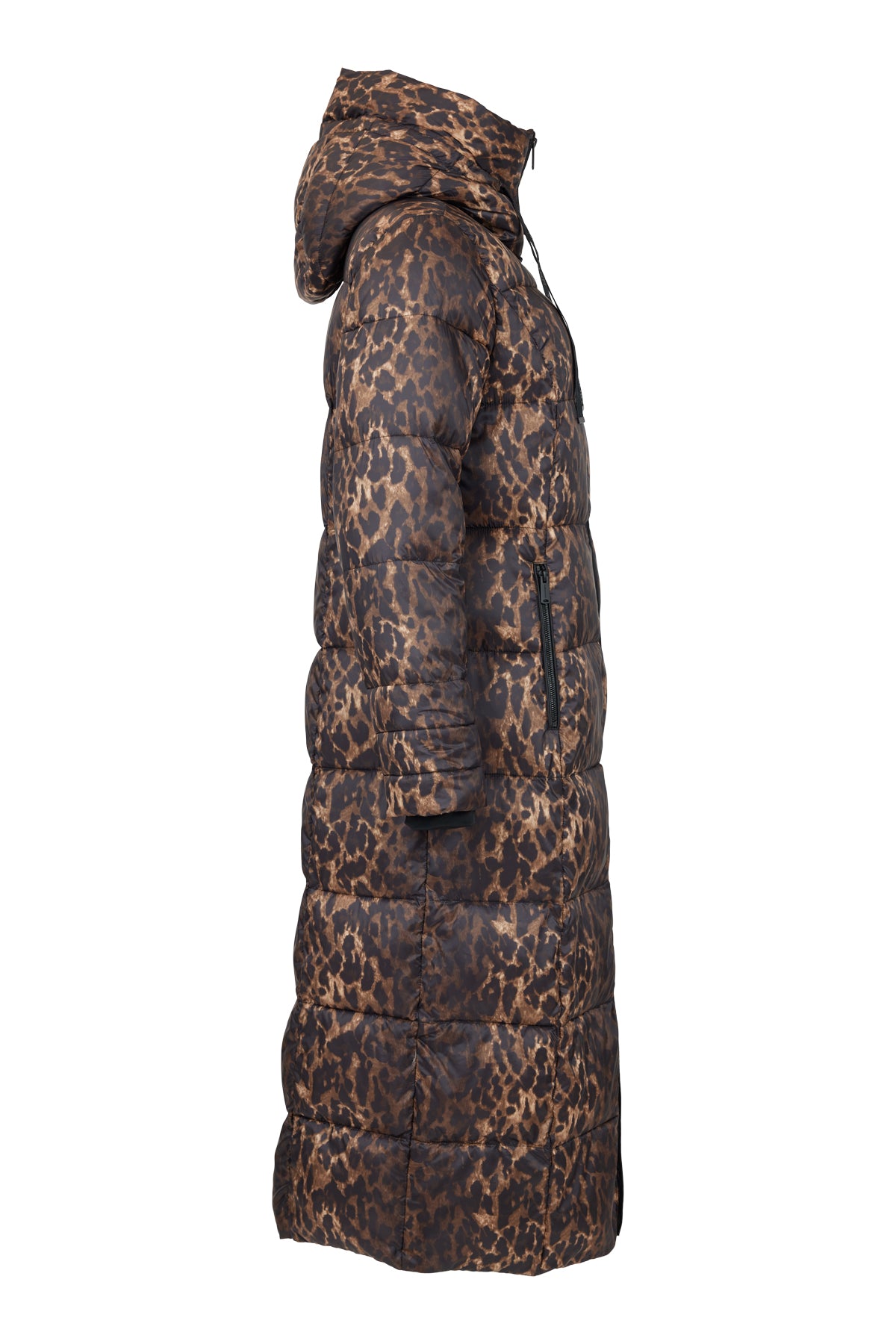 normann longline puffa coat in leopard print