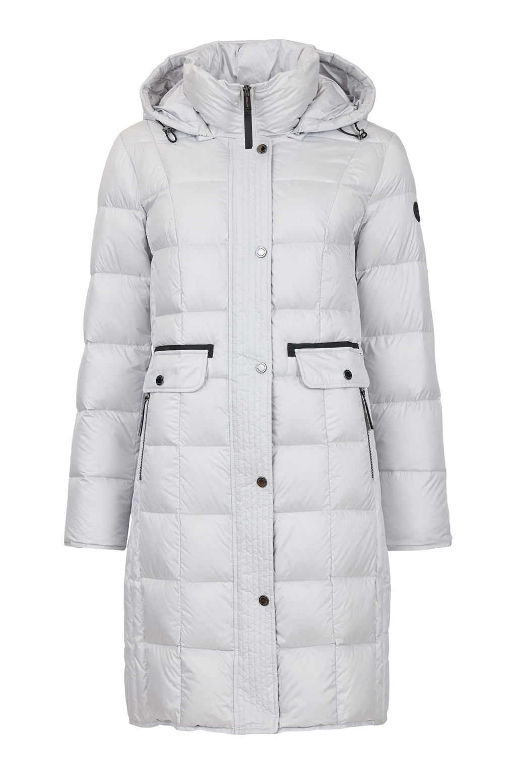 normann puffa coat in silver