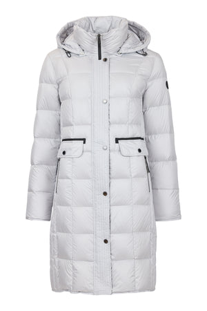 normann puffa coat in silver