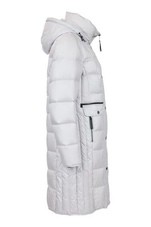 normann puffa coat in silver