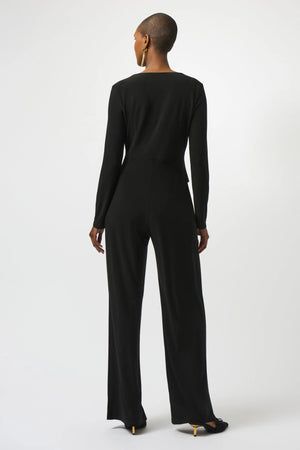 joseph ribkoff silky knit wide leg jumpsuit in black