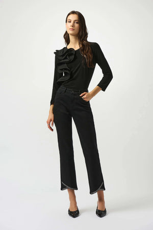 joseph ribkoff ruffle top in black