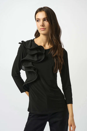 joseph ribkoff ruffle top in black