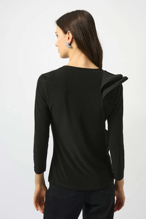 joseph ribkoff ruffle top in black